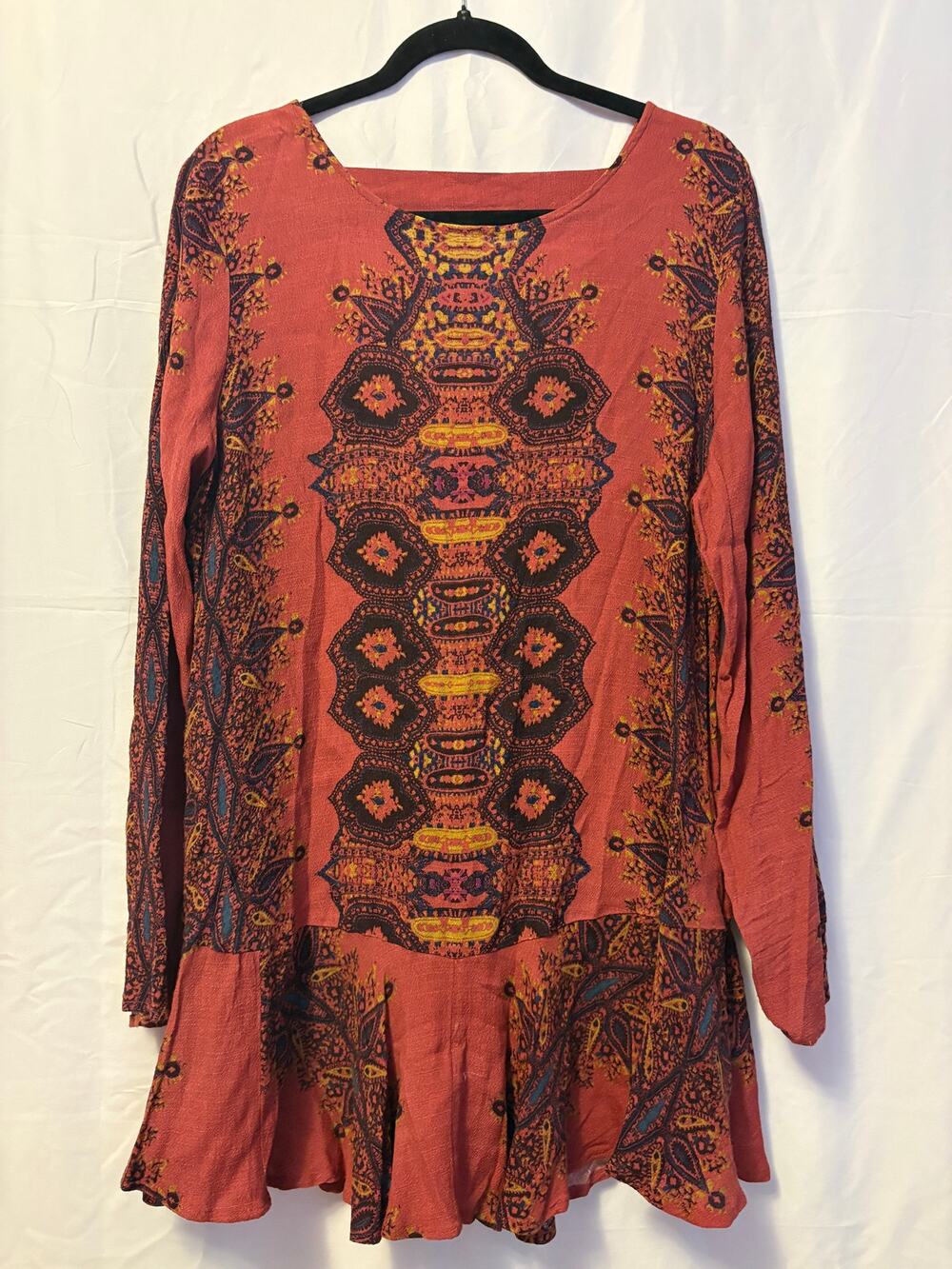 Free People Dress Rust Orange Flounce Hem Open Back Sz M - Picture 1 of 5